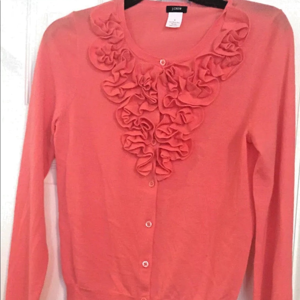 J crew womens orange cotton sweater cardigan